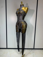 STOCK Sparkly Diamond Women Sexy Mesh Jumpsuit Nightclub Bar Party Show Gogo Dancer Clothing Drag Queen Outfit Stage Costume
